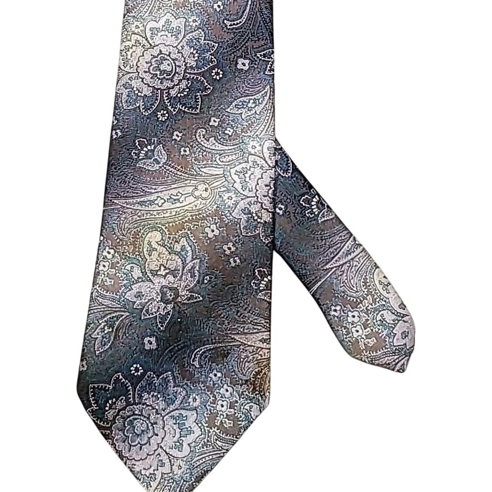 VTG Hanover Silver Paisley Tie 60s Mod Ivy Retro
